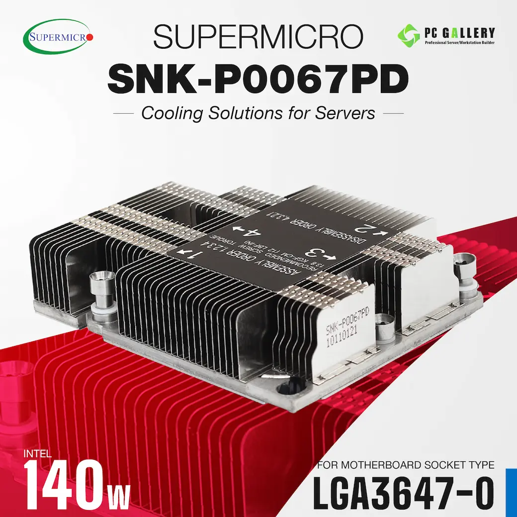 ฮีตซิงค์ Supermicro 1U Passive CPU Heat Sink Socket LGA3647-0 (SNK-P0067PD)