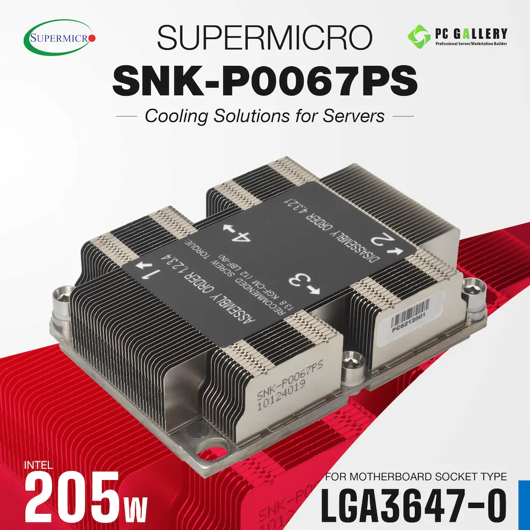 ฮีตซิงค์ Supermicro 1U Passive CPU Heat Sink Socket LGA3647-0 (SNK-P0067PS)