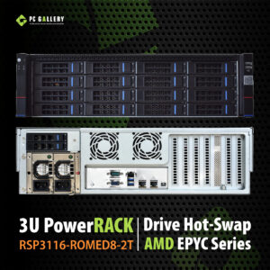 เครื่องเซิฟเวอร์ 3U Server PowerRack RSP3116-ROMED8-2T, AMD EPYC 7302, 3.00GHz, 16cores-32threads