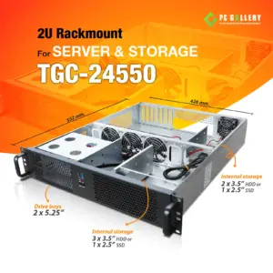 เคสเซิฟเวอร์ 2U Rackmount TGC-24550-3.0, 7Slot PCI, (รองรับPowerแบบ Redundant/2U/ATX)