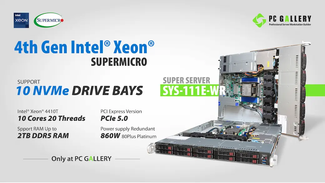 Supermicro SYS-111E-WR เครื่องเซิร์ฟเวอร์ Intel Gen4